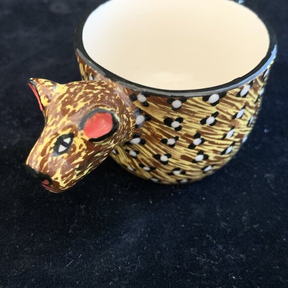 1999 Ardmore Studio Leopard Demitasse Cup South African Zulu Ceramic Pottery Vtg - Picture 8 of 12